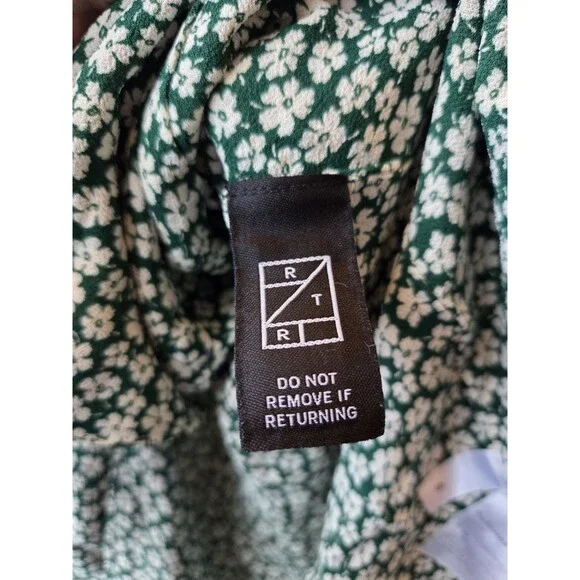 Reformation Green Floral Wrap Mini Dress Size Small Tie Sleeve V-Neck - Picture 8 of 8